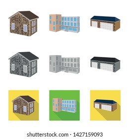 Isolated object of facade and housing symbol. Collection of facade and infrastructure stock vector illustration.