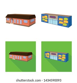 Isolated object of facade and housing symbol. Set of facade and infrastructure stock symbol for web.