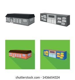 Isolated object of facade and housing symbol. Collection of facade and infrastructure stock vector illustration.