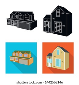Isolated object of facade and housing symbol. Collection of facade and infrastructure stock vector illustration.