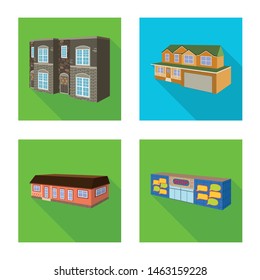 Isolated object of facade and housing symbol. Collection of facade and infrastructure stock symbol for web.
