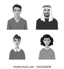 Isolated object of face and person icon. Collection of face and portrait stock symbol for web.