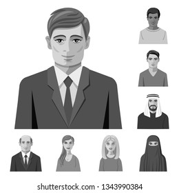 Isolated object of face and person sign. Collection of face and portrait vector icon for stock.