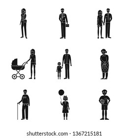 Isolated object of face  and portrait icon. Set of face  and people stock symbol for web.