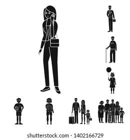 Isolated object of face  and portrait sign. Collection of face  and people vector icon for stock.