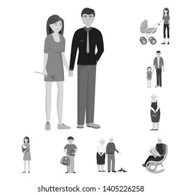 Isolated object of face  and portrait sign. Collection of face  and happy  stock symbol for web.