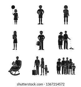 Isolated object of face  and portrait symbol. Collection of face  and people stock symbol for web.