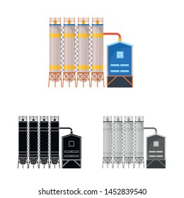 Isolated object of factory and smoke icon. Set of factory and environment stock symbol for web.