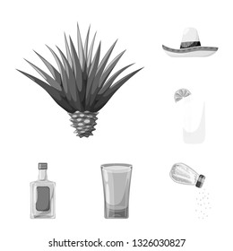 Isolated object of fajita and fiesta sign. Set of fajita and celebration stock symbol for web.