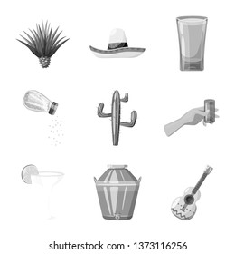 Isolated object of fajita and fiesta sign. Set of fajita and celebration stock vector illustration.