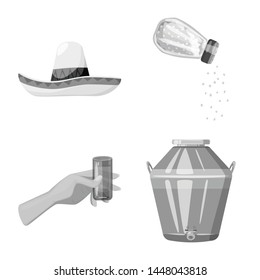 Isolated object of fajita and fiesta symbol. Set of fajita and celebration stock symbol for web.