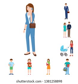 Isolated object of family  and people sign. Set of family  and avatar  vector icon for stock.