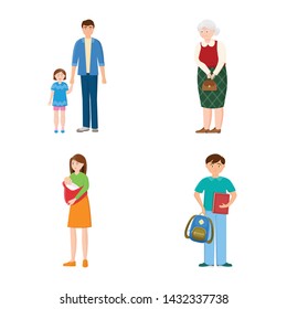 Isolated object of family and people symbol. Collection of family and avatar vector icon for stock.