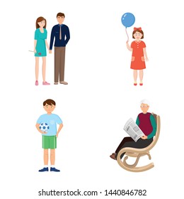 Isolated object of family and people symbol. Set of family and avatar stock symbol for web.