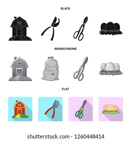 Isolated object of farm and agriculture . Collection of farm and plant vector icon for stock.