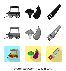 Isolated object of farm and agriculture . Collection of farm and plant stock vector illustration.