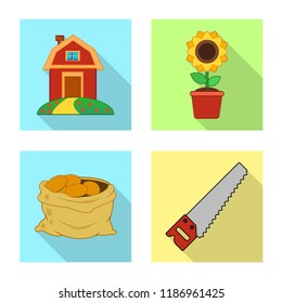 Isolated object of farm and agriculture icon. Set of farm and plant stock symbol for web.