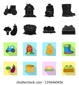 Isolated object of farm and agriculture icon. Set of farm and plant vector icon for stock.