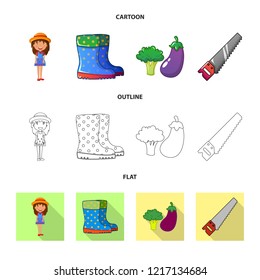 Isolated object of farm and agriculture icon. Set of farm and plant stock symbol for web.
