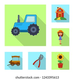 Isolated object of farm and agriculture icon. Set of farm and plant stock vector illustration.