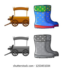 Isolated object of farm and agriculture icon. Set of farm and plant stock symbol for web.