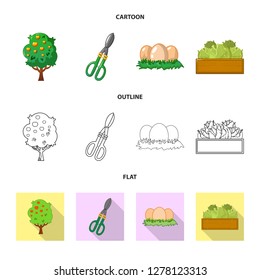 Isolated object of farm and agriculture icon. Set of farm and plant stock symbol for web.