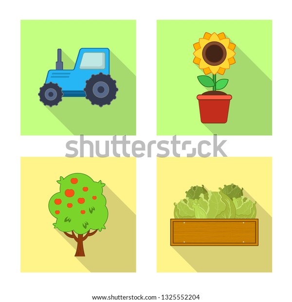 Isolated object of farm and\
agriculture icon. Collection of farm and plant stock vector\
illustration.