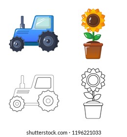 Isolated object of farm and agriculture logo. Set of farm and plant stock vector illustration.