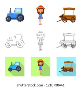 Isolated object of farm and agriculture logo. Collection of farm and plant stock symbol for web.
