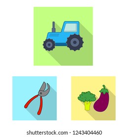 Isolated object of farm and agriculture logo. Collection of farm and plant stock symbol for web.