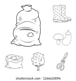Isolated object of farm and agriculture logo. Collection of farm and plant vector icon for stock.