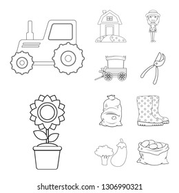 Isolated object of farm and agriculture logo. Set of farm and plant stock symbol for web.