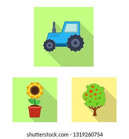 Isolated object of farm and agriculture logo. Collection of farm and plant stock symbol for web.
