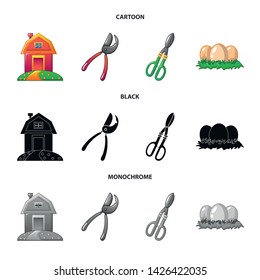 Isolated object of farm and agriculture logo. Collection of farm and plant stock vector illustration.