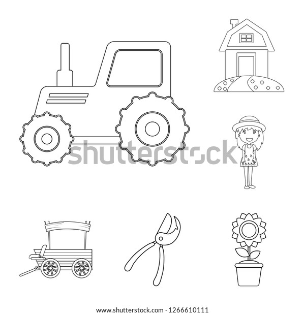 Isolated object of farm and agriculture\
logo. Set of farm and plant stock symbol for\
web.