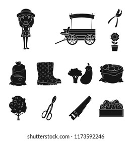 Isolated object of farm and agriculture sign. Collection of farm and plant vector icon for stock.