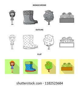 Isolated object of farm and agriculture sign. Collection of farm and plant vector icon for stock.