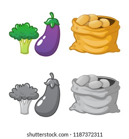 Isolated object of farm and agriculture sign. Set of farm and plant vector icon for stock.