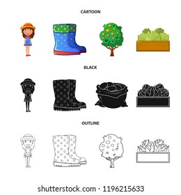 Isolated object of farm and agriculture sign. Set of farm and plant stock symbol for web.