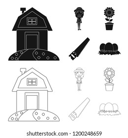 Isolated object of farm and agriculture sign. Set of farm and plant stock vector illustration.