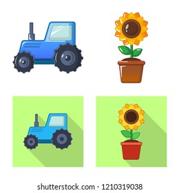 Isolated object of farm and agriculture sign. Set of farm and plant stock symbol for web.