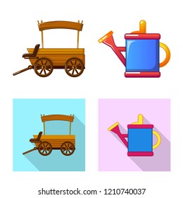Isolated object of farm and agriculture sign. Collection of farm and plant stock vector illustration.