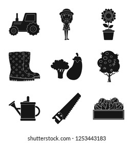 Isolated object of farm and agriculture sign. Set of farm and plant vector icon for stock.