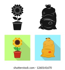 Isolated object of farm and agriculture sign. Set of farm and plant vector icon for stock.