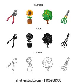 Isolated object of farm and agriculture sign. Collection of farm and plant stock vector illustration.