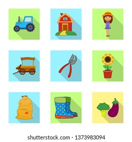Isolated object of farm and agriculture sign. Set of farm and plant stock vector illustration.