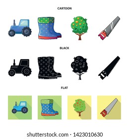 Isolated object of farm and agriculture sign. Set of farm and plant stock vector illustration.