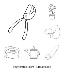 Isolated object of farm and agriculture symbol. Collection of farm and plant stock vector illustration.