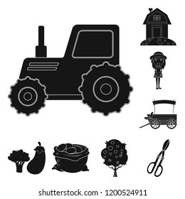 Isolated object of farm and agriculture symbol. Collection of farm and plant vector icon for stock.