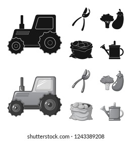 Isolated object of farm and agriculture symbol. Collection of farm and plant stock symbol for web.